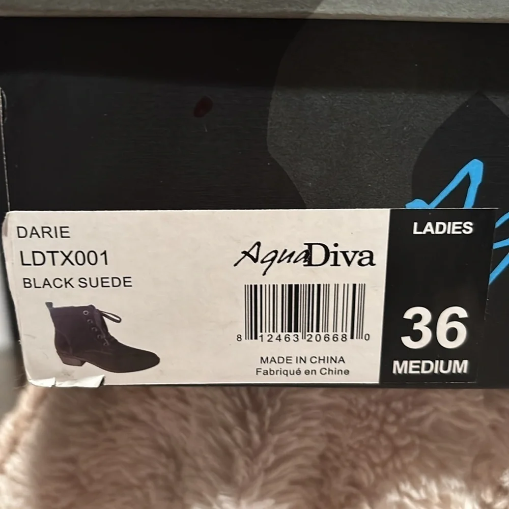 Aqua Diva Darie water resistant suede black granny boots